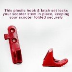 AlveyTech Plastic Hook & Latch Set for GOTRAX Scooter - Compatible with GOTRAX GXL V2, XR, Ultra - Electric Scooter Clip - Red Accessory Holder and Fender Clip to Securely Hold Scooter While Folded