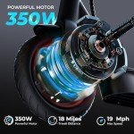 iScooter Electric Scooter 2024, 18Miles Travel Range, 19 Mph Top Speed, Foldable Scooter Electric with 8.5 Inch Solid Tire, Smart APP, Double Braking Systems for Teenage and Adults - Black