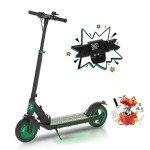 Electric Kick Scooter,3 Adjustable Height & Speed,350W Motor,8.5'' Solid Tires,Max 15 Mph Speed,Foldable Electric Scooter for Family (Cool Pedal Lights & LED Display)-Dark Green