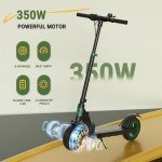 Electric Kick Scooter,3 Adjustable Height & Speed,350W Motor,8.5'' Solid Tires,Max 15 Mph Speed,Foldable Electric Scooter for Family (Cool Pedal Lights & LED Display)-Dark Green