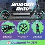 Skidee Scooter for Adults and Teens – Adjustable Height, Kids Scooter, Folding Scooter, Large Sturdy Wheels for Smooth Ride, Lightweight, Durable, Anti-Shock Suspension, Outdoor Toys, up to 220 lbs
