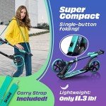 Skidee Scooter for Adults and Teens – Adjustable Height, Kids Scooter, Folding Scooter, Large Sturdy Wheels for Smooth Ride, Lightweight, Durable, Anti-Shock Suspension, Outdoor Toys, up to 220 lbs