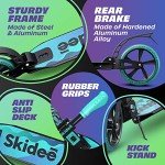 Skidee Scooter for Adults and Teens – Adjustable Height, Kids Scooter, Folding Scooter, Large Sturdy Wheels for Smooth Ride, Lightweight, Durable, Anti-Shock Suspension, Outdoor Toys, up to 220 lbs