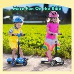 Electric Scooter for Kids Ages 3-12, 3 Wheel Electric Scooter with Long Battery Life,Colorfui Lights,Gift for Boys and Girls (Black-1 Speed)