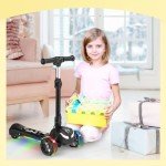 Electric Scooter for Kids Ages 3-12, 3 Wheel Electric Scooter with Long Battery Life,Colorfui Lights,Gift for Boys and Girls (Black-1 Speed)