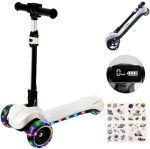 3 Wheel Electric Scooter for Kids Ages 4-8, Foldable 24V Electric Scooter with LCD Screen, Thumb Accelerator, Light Up PU Wheels & Deck, 3 Adjustable Height, 5MPH Speed for Boys Girls Birthday Gift