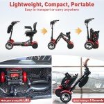 All-Terrain 4-Wheel Foldable Electric Scooter Lightweight Folding Mobility Scooter for Adults & Seniors, 25Miles Long Range, 15.6AH Lithium Battery, 3-Speed Mode, Max Load 300lbs (Red)