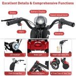 All-Terrain 4-Wheel Foldable Electric Scooter Lightweight Folding Mobility Scooter for Adults & Seniors, 25Miles Long Range, 15.6AH Lithium Battery, 3-Speed Mode, Max Load 300lbs (Red)