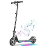 FanttikRide T10 Apex Electric Scooter for Kids 8-14, Adjustable Handlebar Height for Riders 4.3-5.6 ft, 154 lbs, Up to 40 mins Continuous Time, 3 Speed Mode 7/10/12 MPH, Bluetooth Music Speaker, Black