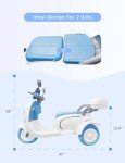 Girls Electric Motorcycle, 2 Seats Kids Motorcycle,12V Ride On Scooter for Kids with Storage Compartments, Cute Design with Stable 3-Wheel Structure, Ideal Moped for Girls Ages 3-6
