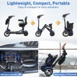 All-Terrain 4-Wheel Foldable Electric Scooter Lightweight Folding Mobility Scooter for Adults & Seniors, 25Miles Long Range, 15.6AH Lithium Battery, 3-Speed Mode, Max Load 300lbs (Blue)