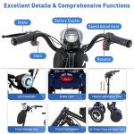 All-Terrain 4-Wheel Foldable Electric Scooter Lightweight Folding Mobility Scooter for Adults & Seniors, 25Miles Long Range, 15.6AH Lithium Battery, 3-Speed Mode, Max Load 300lbs (Blue)