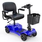 ENGWE Folding 4 Wheel Mobility Scooter,15 Mile Long Range, 250W Electric Powered Mobile Wheelchair for Seniors Adult with Detachable Basket, Front Light (Blue, XL Cushion)