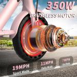 Roinside 350W Electric Scooter - 19 MPH, Foldable Pink
