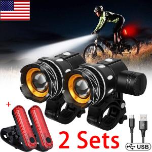 USB Rechargeable LED Bike Headlight and Taillight Set
