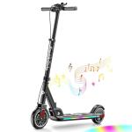 FanttikRide T9 Apex Electric Scooter for Kids 4.3-5.6 ft,200 W Motor, LED Colorful Lights with Bluetooth Music Speaker, 7/10/12 MPH Digital Display, Adjustable Height, Foldable, Up to 40 mins,Black