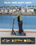 FanttikRide T9 Apex Electric Scooter for Kids 4.3-5.6 ft,200 W Motor, LED Colorful Lights with Bluetooth Music Speaker, 7/10/12 MPH Digital Display, Adjustable Height, Foldable, Up to 40 mins,Black