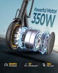 Electric Scooter with 350W Brushless Motor, 19 MPH Max Speed, 15 Miles Range, 8.5" Solid Tire, 3 Speed Modes, Cruise Control, Portable Commuter Escooter with APP, Dual Brake & E-Lock
