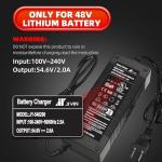 UL Certified 54.6V 2A Fast Electric Bike Charger for 48V Ebike Battery - Compatible with Lectric XP 2.0/3.0, Ecotric City/Beach, Evercross H5/H7