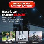 UL Certified 54.6V 2A Fast Electric Bike Charger for 48V Ebike Battery - Compatible with Lectric XP 2.0/3.0, Ecotric City/Beach, Evercross H5/H7