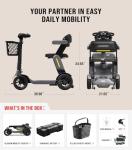 Glashow S3 Mobility Scooter for Seniors - Foldable Mobility Scooter for Adults - 25 Miles on 1 Charge, Enhanced Safety, Lightweight for Travel, LED, Basket, 6 MPH Max