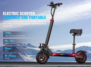 48V 1200W Electric Scooter with 11" Off-Road Tires