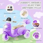 Purple 12V Kids Electric Motorcycle with Bluetooth