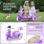 Purple 12V Kids Electric Motorcycle with Bluetooth