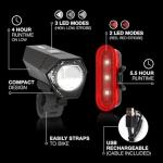 X400 Rechargeable Bike Light Set, 400 Lumens