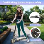 Electric Scooter for Adults, Up to 19 Mph, 19 Miles Range & 264 lbs Load, Aluminum Alloy E-Scooter with 350W Motor, Foldable Escooter with Dual Braking System and App Control (Yellow)