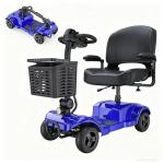 ENGWE Folding 4 Wheel Mobility Scooter,15 Mile Long Range, 250W Electric Powered Mobile Wheelchair for Seniors Adult with Detachable Basket, Front Light (Blue, XL Cushion)