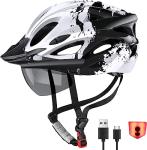LAMONKE LED Bike Helmet, Detachable Goggles, Sun Visor