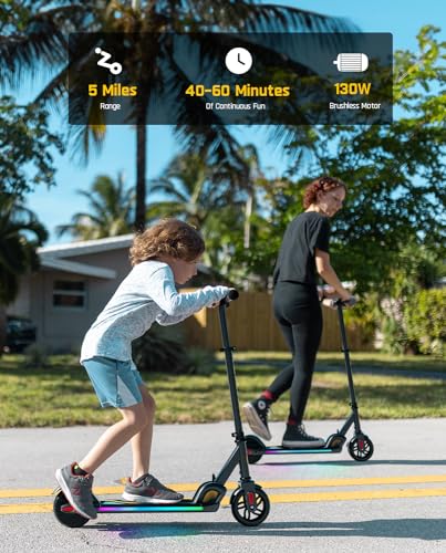 FanttikRide C9 Pro Electric Scooter for Kids, Rainbow-Lit