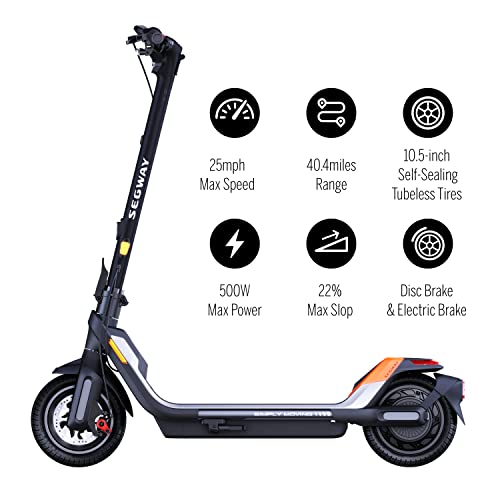 Segway Ninebot P65U Electric KickScooter- 500W Motor, 40.4 Miles Long Range & 25 MPH, Dual Brakes, UL-2272 Certified