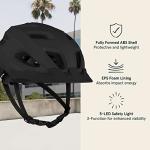 Lennon Bike Helmet with LED Safety Light - Matte Black