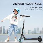 LINGTENG Electric Scooter for Kids Age of 6-9, Kick-Start Boost Scooter with Adjustable Speed and Height, Flash Wheel & Deck Lights