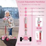 Kids' 3-Wheel Foldable Kick Scooter with Lights