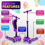 Hurtle Kids Kick Scooter with Foldable Seat - Purple