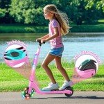 Kids Pink Electric Scooter with Adjustable Height