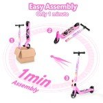 Kids Pink Electric Scooter with Adjustable Height