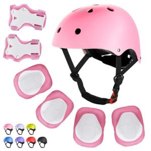 Kids Bike Helmet and Protective Gear Set - Pink