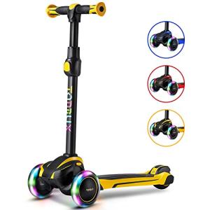 TONBUX Adjustable Height Kids Light Up Scooter