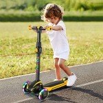 TONBUX Adjustable Height Kids Light Up Scooter