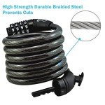 Self-Coiling 6ft Bike Cable Lock with Bracket