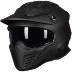 ILM Vintage Retro Full-Face Motorcycle Helmet - Black