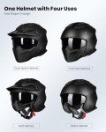ILM Vintage Retro Full-Face Motorcycle Helmet - Black