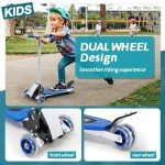 Blue 3-Wheel Scooter for Kids Ages 8-12