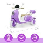 Purple 12V Kids Electric Motorcycle with Bluetooth