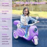 Purple 12V Kids Electric Motorcycle with Bluetooth