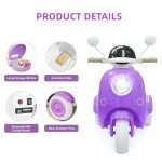 Purple 12V Kids Electric Motorcycle with Bluetooth